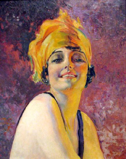 Oscar Pereira da Silva Young Woman with a Turban oil painting picture